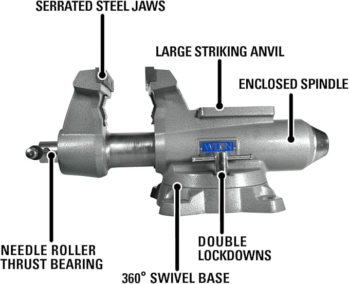 Wilton Mechanics Pro Bench Vise, 8" Jaw Width, 8-1/2" Jaw Opening, 4-1/2" Throat (Model 880M), Grey