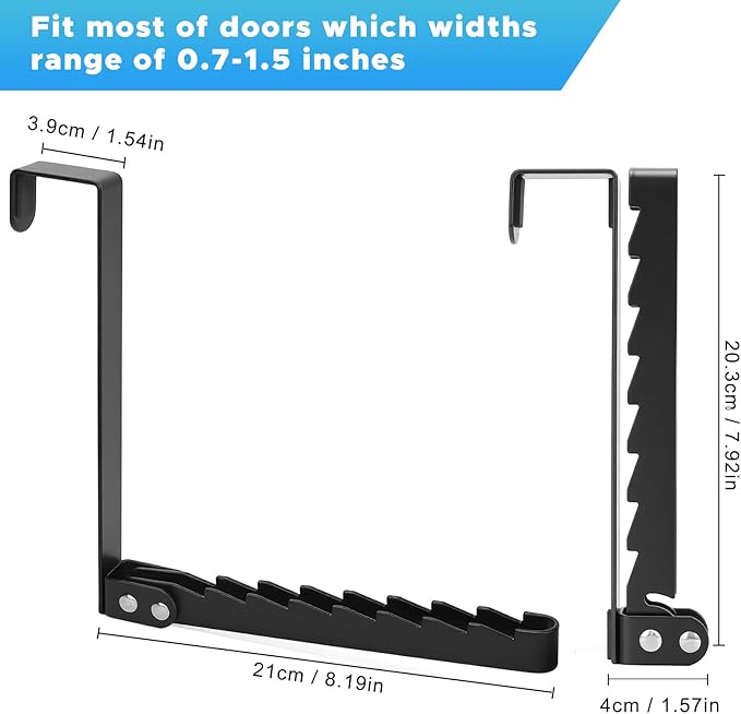 FYY Over The Door Hooks Hanger, 1 Pack Collapsible Folding Over Door Clothes Drying Rack Space Saving Laundry Hanging Storage Hook for Clothing, Coats, Towels for Bedroom Bathroom Black