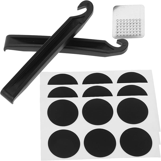 minkissy Bike Tire Repair Kit with 18 Tubeless Patches 2 Cycling Tire Levers and 1 Rasp Tool – Portable Bicycle Puncture Repair Set for Mountain and Road Bikes On-the-go Flat Fix