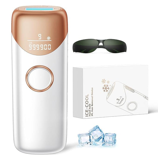 Laser Hair Removal,IPL Hair Removal Device with 5℃ Ice Cooling,At-Home Painless Laser Hair Removal for Women & Men,Body Legs Armpits Use (Gold)