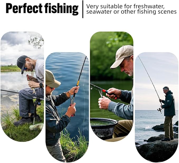 フィッシングプライヤー – タングステンカッター付き高炭素マンガン鋼魚フックリムーバーツール – 釣り用グリップ、スプリットリングプライヤー、海水・淡水用釣り具
