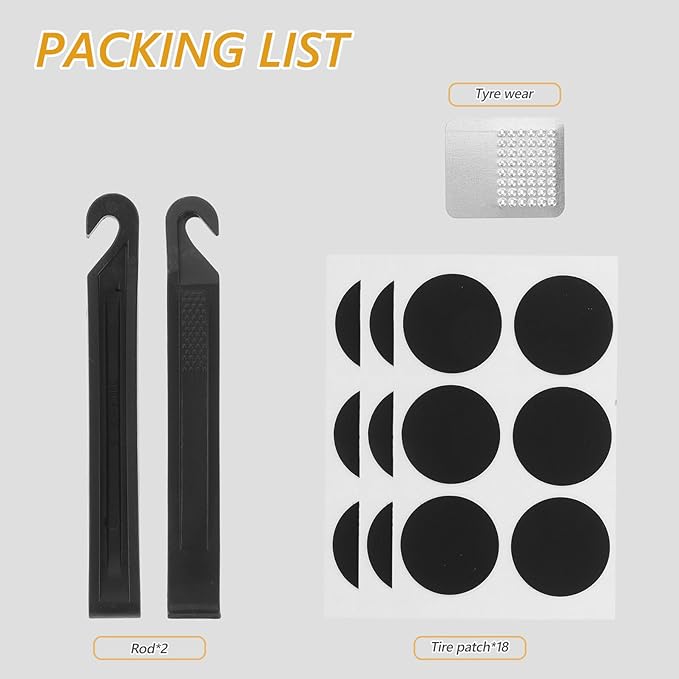 minkissy Bike Tire Repair Kit with 18 Tubeless Patches 2 Cycling Tire Levers and 1 Rasp Tool – Portable Bicycle Puncture Repair Set for Mountain and Road Bikes On-the-go Flat Fix