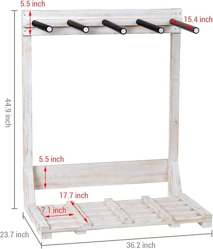 MyGift 4-Ft Tall Rustic Burnt Wood Freestanding Vertical Surfboard Rack, Wakeboard SUP Paddleboard Storage Rack - Holds up to 4 Boards