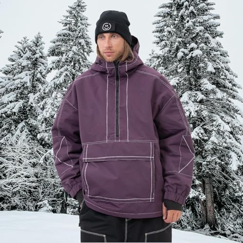 SNOWVERB Baggy Snowboard Hooded Jacket Ski Snow Cargo Coat for Mens Womens