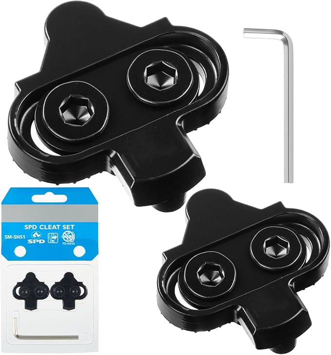 SPD Cleat/Bike Cleats - Compatible with Shimano SPD SM-SH51 & Look X-Track Pedals - for Indoor Cycling, Spinning & Mountain Biking Shoes - Easy Release, High Stability, Includes Allen Wrench