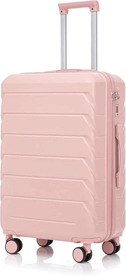 28 Inch ABS Hard Shell Large Luggage With Combination Lock and Side Hooks, Pink