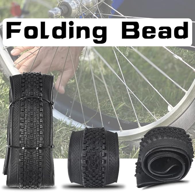 2 Pack Bike Tire 24 26 27.5 X 1.95 27.5 29 X 2.125 Inch Folding Replacement Bike Tire with Tire Levers Foldable Bead Wire Bicycle Tire for Mountain Bike