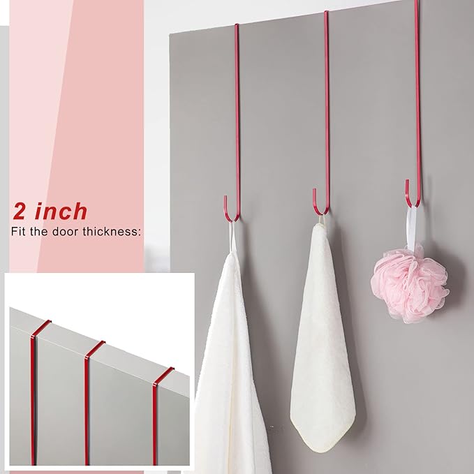 Hotop 15 Inch Wreath Hangers for Front Door Wreath Doors Hangers Steel Material Clothes Towel Hooks Holder Over The Door Hanger Hooks 2 Pcs for Christmas Halloween Front Decorations(Red)