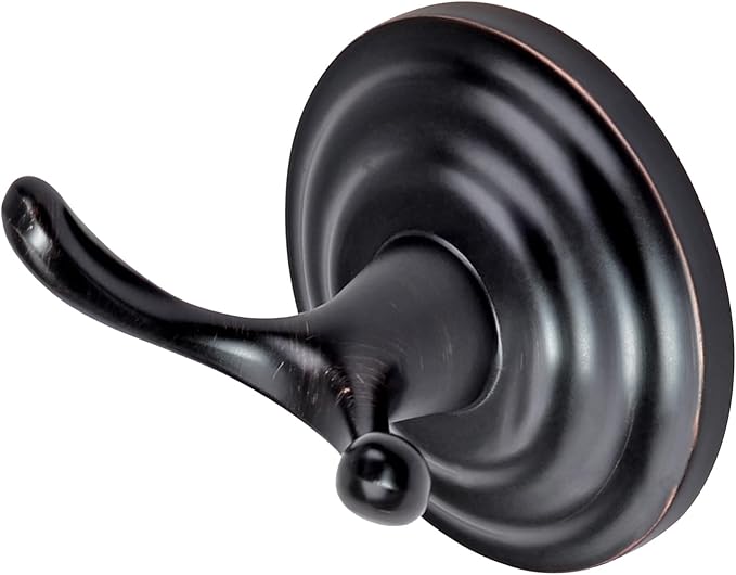 Amazon Basics Zinc Traditional Round Bathroom Towel and Robe Hook, Oil Rubbed Bronze, Easy Installation | Traditional, Round, Bathroom