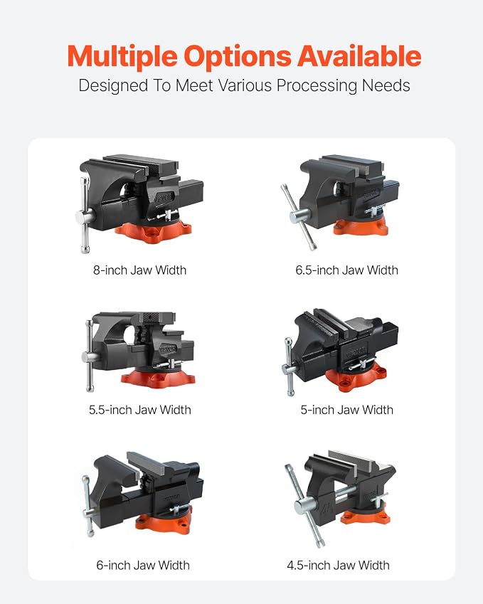VEVOR Bench Vise 8 Inch Jaw Width Multipurpose with 360-Degree Swivel Base