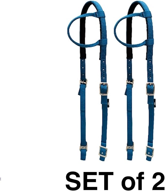 Majestic Ally Nylon Padded Sliding Single Ear Headstall for Horses- Set of 2 - Multiple Colors