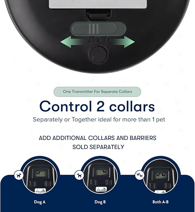 My Pet Command, Indoor Pet Barrier Adjustable Range, Static and Tone Correction, Hidden Fence for Dogs Containment Collar, Wireless Pet Gate Keeps Areas Off Limits, Rechargeable Collars 1 Collar kit