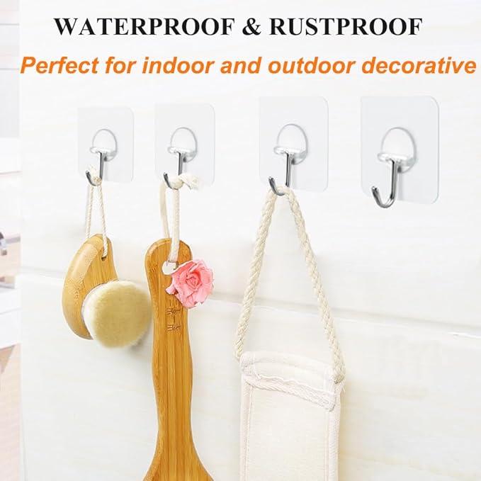 FOTYRIG Adhesive Hooks Heavy Duty, 15lb(Max) 180 Degree Rotating Wall Sticky Hooks for Hanging Wall Hangers Without Nails Seamless Stick on Bathroom Kitchen Office Outdoors-10 Packs