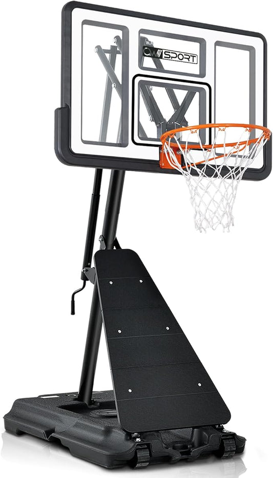 Basketball Hoop Outdoor 44&48 Inch Impact Backboard, 5.3-10FT Height Adjustable Basketball Hoop Goal System with Portable Wheels for Adults