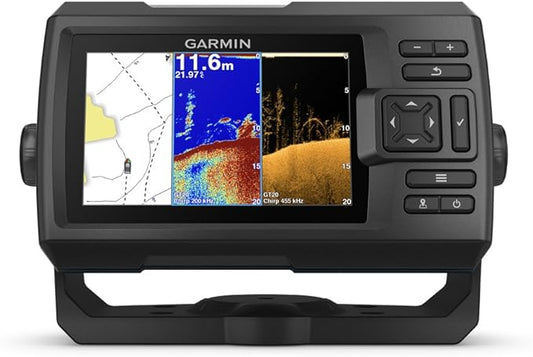 Garmin 010-01872-00 STRIKER 5CV with Transducer, 5" GPS Fishfinder, CHIRP Traditional And ClearVu Scanning Sonar Transducer, Built In Quickdraw Contours Mapping Software