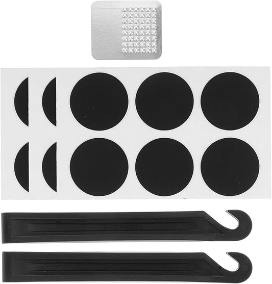 Bike Tire Repair Kit with 18 Patches 2 Bike Levers and 1 Rasp Tubeless Bicycle Puncture Repair Set Portable Tire Patch Kit for On-the-go Cycling Maintenance