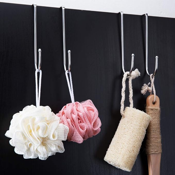 Over Door Hook Heavy Duty Hooks for Hanging - Single Hook Loads up to 50lbs for Kitchen, Bathroom, Bedroom and Office - Pack of 3
