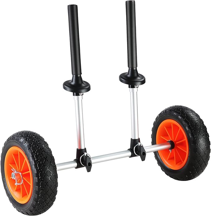 VEVOR Kayak Cart, 280lbs Load Capacity with 10 Inch Solid Tires, Heavy Duty Detachable Canoe Trolley Cart with Adjustable Width & Top Foam Protection, for Kayaks with Drain Holes of 2.54cm and Above