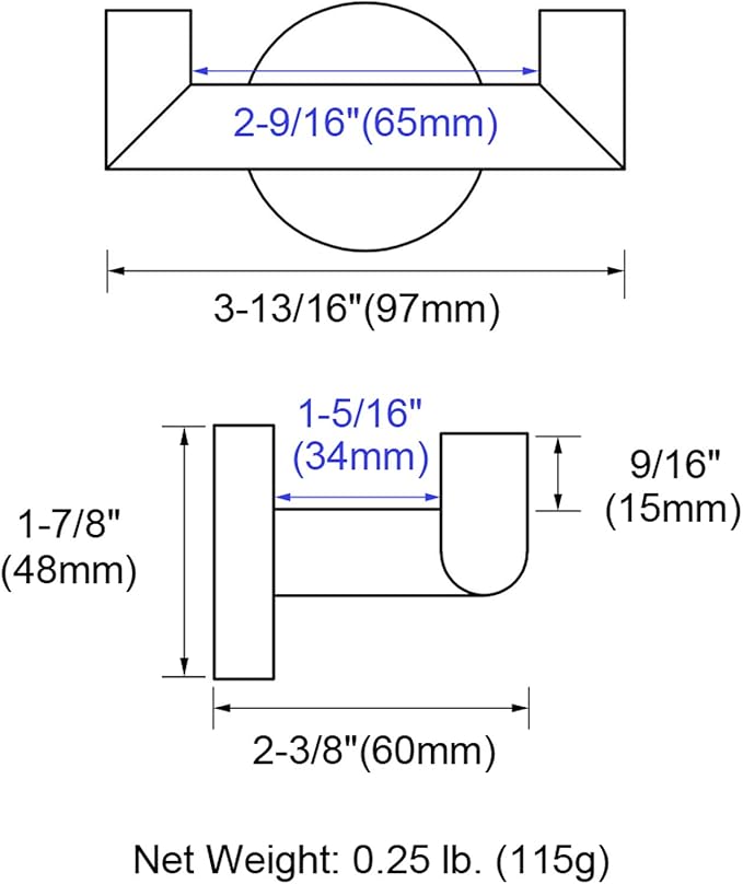 アングルシンプル浴室ダブルフック つや消しダークゴールド、SUS304ステンレススチール製バスタオルホルダー、ダブルローブハンガー壁掛け