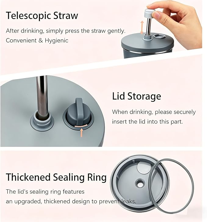 TYESO Stainless Steel Coffee Bottle, 20oz Wide Mouth Travel Coffee Cup with Straw, Vacuum Insulated Stainless Steel Tumbler, Hot & Cold Thermal Mug for Home Office Outdoor, Gray