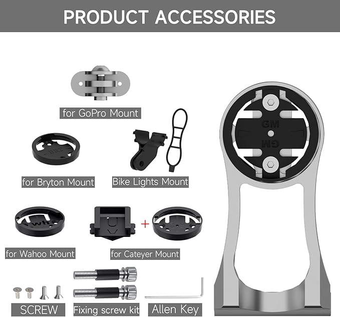 Cycling Computer Mount - Versatile Out Front GPS Mount for Wahoo, Garmin, Bryton, Cateye - Compatible with 1.26''/32mm Handlebars - Ideal for Mountain Bikes and More