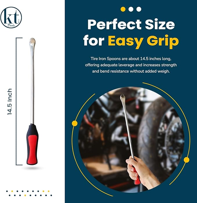 14.5" Tire Spoons Motorcycle Tire Iron Levers Pry Bar Set Changing Tires Removal Repair Tool Kit Tyre Changer Remover Metal Steel for Dirt Bike Scooter Bicycle Mower 14.5 inch Long (3)