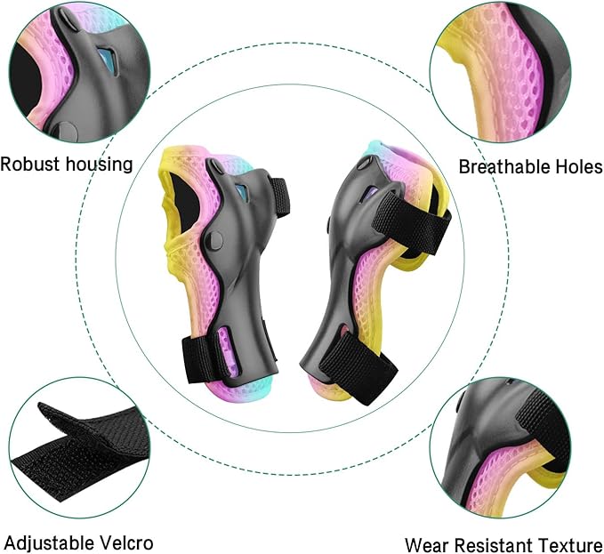 Kids Protective Gear Set Knee Pads for Kids 3-14 Years Toddler Knee and Elbow Pads with Wrist Guards 3 in 1 for Skating Cycling Bike,Biking, Roller Skates, Scooters