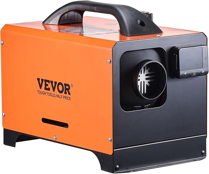 VEVOR ディーゼルヒーター、12V オールインワン ディーゼルエアヒーター、リモコンとLCDディスプレイ付き、5L燃料タンク急速加熱ポータブルディーゼルパーキングヒーター、RV、トラック用、8KW、ベーシック、オレンジ
