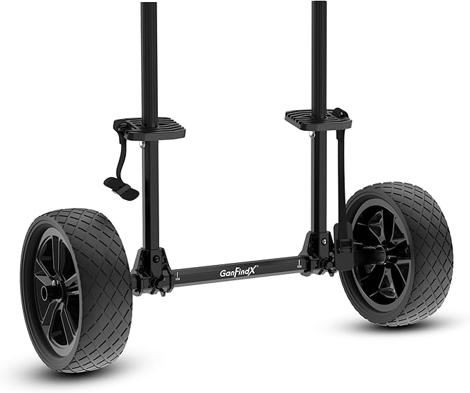 GanFindX Heavy Duty Kayak Cart Adjustable Foldable Trolley with Solid Durable Wheels Portable Canoe Transport Dolly with Secure Tie Down Straps for Easy Outdoor Travel