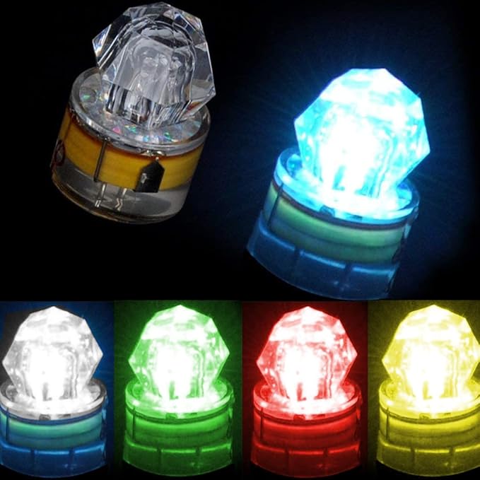 10 Pack Fishing Deep Drop Light LED, Colorful Flashing Strobe LED Fishing Lights, Underwater Fishing Light, Waterproof Attractants Diamond Lure Light for Saltwater Freshwater Tuna