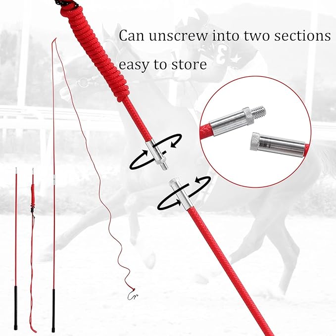Horse Lunge Whip Training Stick and Whip 5.9 Feet Long Whip+6.3 Feet Drop for Dogs Horses(Can Detachable into Two Sections)