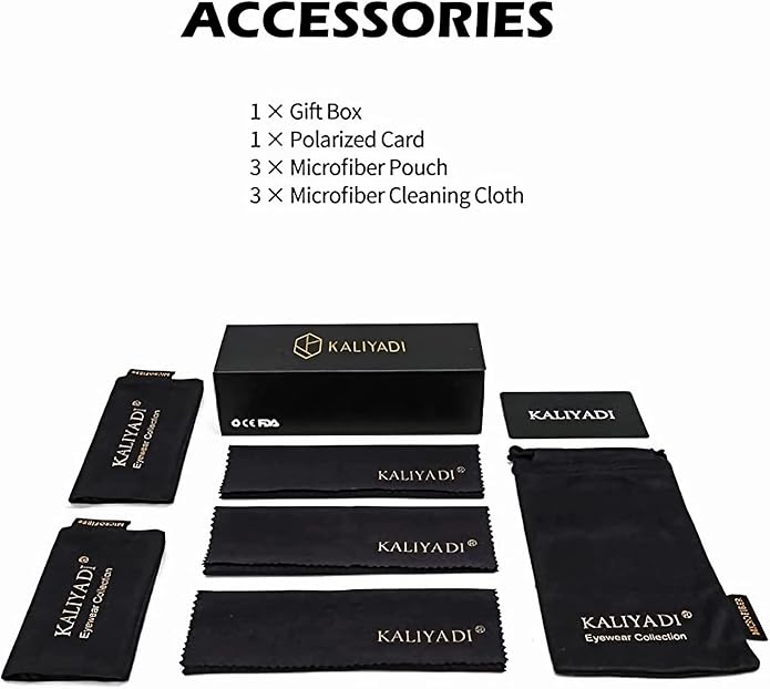 KALIYADI 偏光サングラス メンズ レディース マット仕上げ ミラーレンズ UVカット (3点セット)