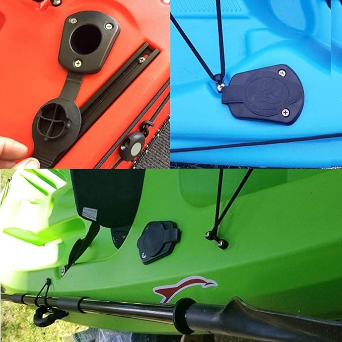2 Pcs Kayak Deck Plastic Flush Mount Fishing Boat Rod Holders and Cap Cover, Fishing Tackle Accessory Tool