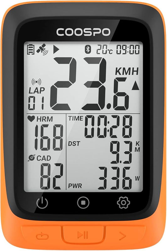 COOSPO Bike Computer Wireless GPS, Cycling Computer GPS Bike Tracker with Bluetooth/ANT+, Waterproof Bicycle Computer GPS Speedometer with Auto Backlight, 2.4 inch LCD Display