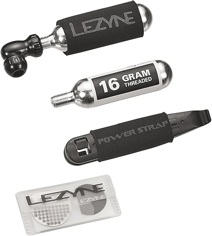 LEZYNE Twin Repair Kit | Durable Compact Bicycle C02 & Tire Repair Package| Includes Twin Speed CO2 Inflator, 2 Threaded CO2 Cartridges, Power Levers & Smart Kit