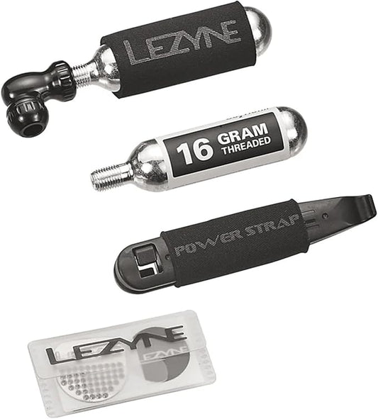 LEZYNE Twin Repair Kit | Durable Compact Bicycle C02 & Tire Repair Package| Includes Twin Speed CO2 Inflator, 2 Threaded CO2 Cartridges, Power Levers & Smart Kit
