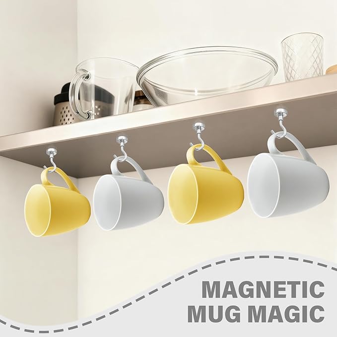 20Pack Heavy Duty Magnetic Hooks, 30 lbs Strong Neodymium Magnet Hooks for Hanging, Magnet with Hook for Cruise, Grill, Fridge, Home,Locker Accessories(Silver)