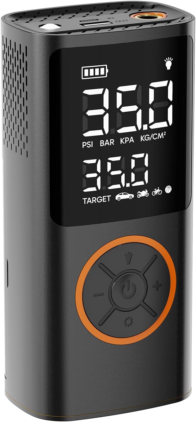 OlarHike Tire Inflator Portable Air Compressor, 5000mAh,Smart Dual Hose System, Auto Air Pump for Car Tires, Balls,Bike,Bicycle, Motorcycles, with LED Light & Digital Pressure Gauge