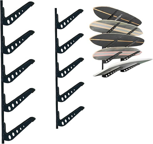 ShouRong Snowboard Wall Mount, Adjustable 5/6 Board Surfboard Rack, Surfboard Wall Hangers for Surfboard, Wakeboard, and Snowboard Storage at Home or Garage
