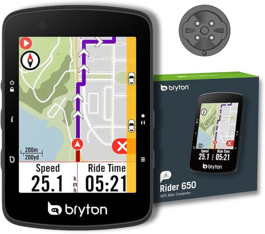Bryton Rider 650 Sensor Bundle 2.8 Inch Color LCD Touchscreen GPS Bike/Cycling Computer, Preloaded USA Map, Compatible with Bike Radar, 33hrs Long Battery Life, Navigation Waterproof
