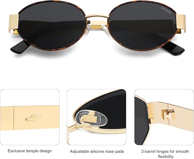 SOJOS Retro Oval Sunglasses for Women Trendy Classic Shades UV400 Protection SJ1256