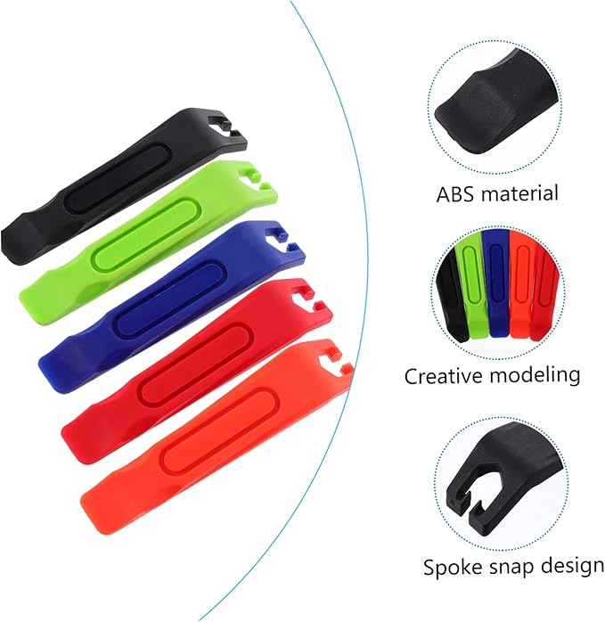 Happyyami 5pcs Plastic Tire Lever Tool for Bike Tire Repair and Wear-resistant Levers Black Red and Green Easy to Use for Tubeless Disassembly