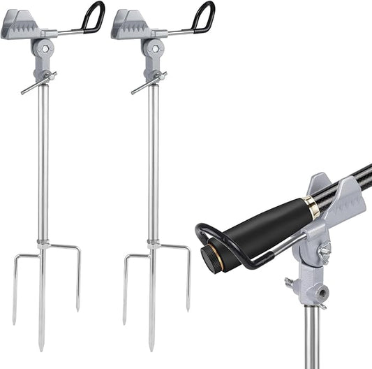 Stedan 2 Pack Fishing Rod Holders, Ground Fishing Rod Pole Brackets, 360 ° Adjustable & Detachable Easy to Carry Folding Fishing Equipment on Lakes, Rivers