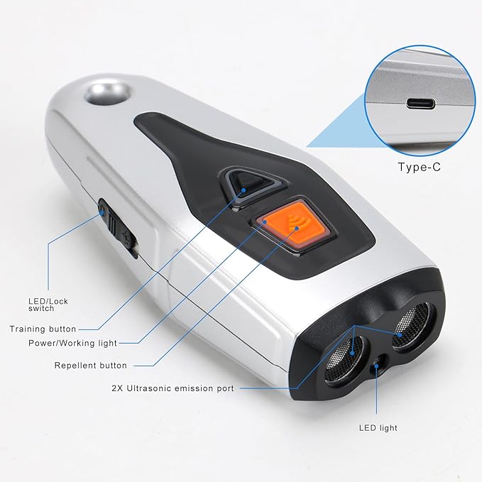 AFFLAT Anti Barking Device with Training/Deterrent Modes,Anti Barking Device Ultrasonic Dog Barking Deterrent with LED Flashlight,Portable Indoor & Outdoor,Dog Training & Behavior Aids