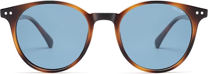 SOJOS Small Round Classic Polarized Sunglasses for Women Men Vintage Style UV400 Lens MAY SJ2113