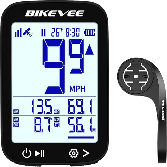 GPS Bike Computer Wireless Cycling Computer with Auto Backlight, Bicycle Speedometer Odometer, Waterproof GPS Speed Tracker for Road Mountain Bikes