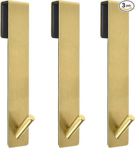 Shower Door Hooks(7.5 Inch),Extended Over Door Hooks for Bathroom Frameless Glass Shower Door,Stainless Steel Towel Hooks,Heavy Duty Rack Hooks for Robe,Towel-3 Pack-Gold
