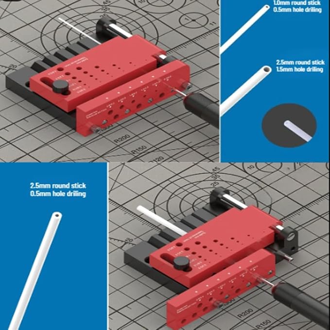 T0012 Round Stick Punching Positioner | Precision Drill Guide Jig for Model Building, Woodworking & DIY |Adjustable Locator with Scales (T0012)