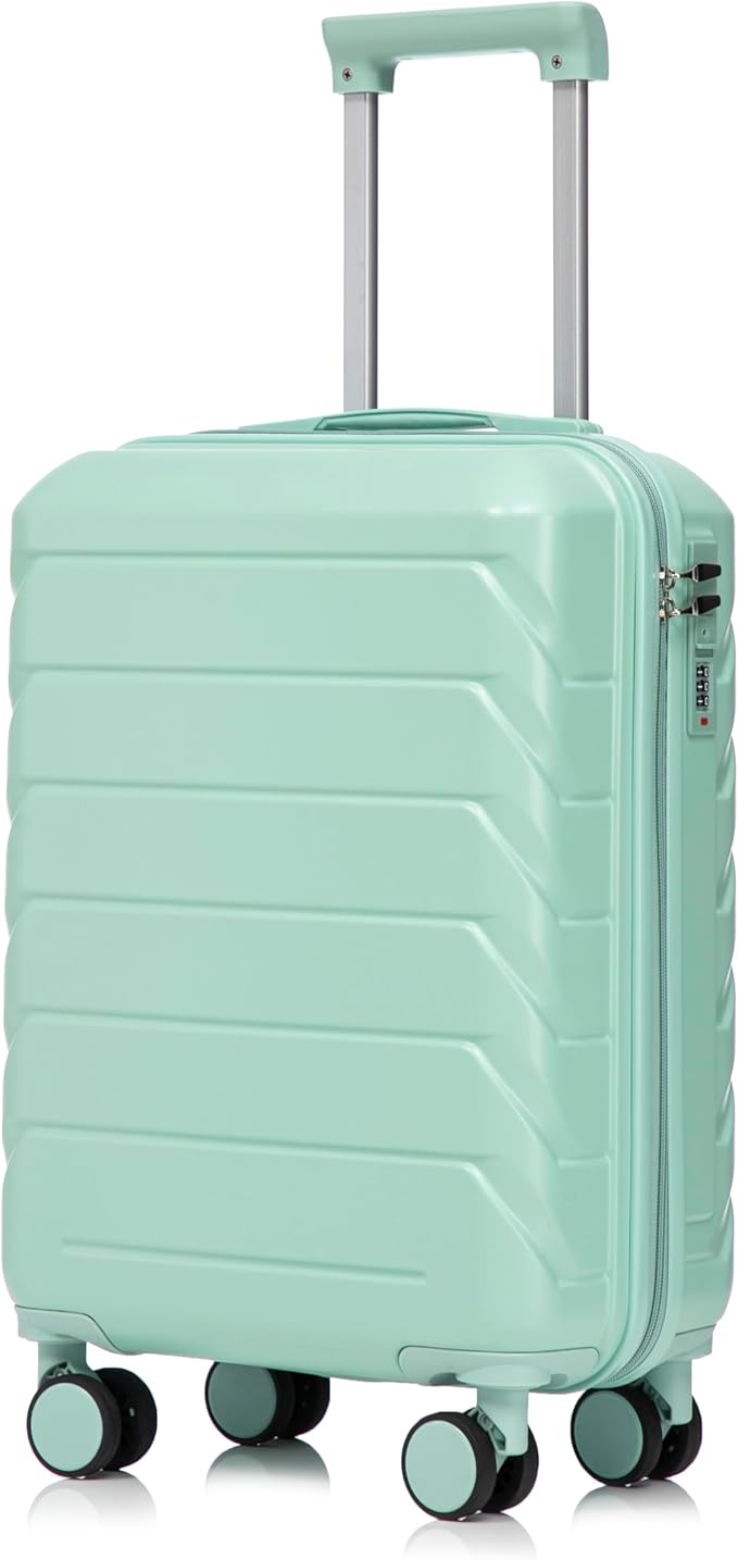 20 Inch ABS Hard Shell Travel Checked Luggage With Combination Lock, Blue