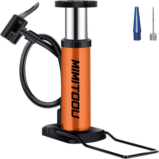 Bike Pump, Mini Bicycle Pump Portable Bike Floor Pump with Presta and Schrader Valves Aluminum Alloy Floor Bicycle Air Pump Compact Mini Bike Tire Pump, Extra Valve and Gas Needle for All Bike